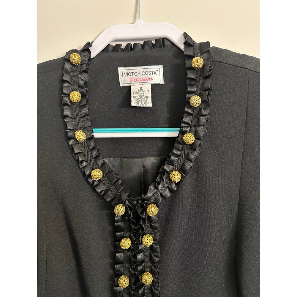 Vintage Victor Costa Evening Black Blazer Party Holiday Elegant Classic - Picture 2 of 8